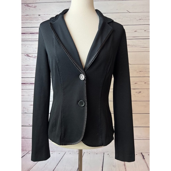 Joseph Ribkoff Blazer Womens size 10 Jacket Black Satin Trim Business Shacket - Picture 1 of 7